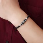 Buddha Stones 999 Sterling Silver Round Copper Coin Protection Luck Beaded String Bracelet Bracelet BS Black(Bracelet Size 13+10cm)