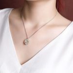 Buddha Stones 925 Sterling Silver Hetian Jade Peace Buckle Flower Luck Necklace Pendant 10
