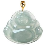 Laughing Buddha Natural Jade 18K Gold Abundance Necklace Pendant Necklaces & Pendants BS 7