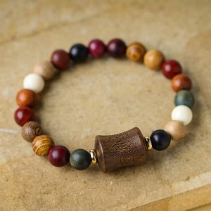 Buddha Stones Tibet Multicolored Sandalwood Om Mani Padme Hum Protection Bracelet Bracelet BS Om Mani Padme Hum Green Sandalwood
