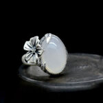 Buddha Stones 990 Sterling Silver Natural Chalcedony Plum Positive Harmony Ring Ring BS 61.9-64.1mm