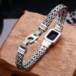 Buddha Stones Retro Blue Acrylic Dragon Keel Braided Design Healing Wealth Buckle Bracelet Bracelet BS 6