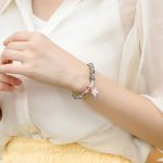 Buddha Stones Moonstone Strawberry Quartz Flower Healing Charm Bracelet Bracelet BS 4