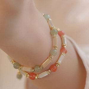 Buddha Stones Tridacna Stone Red Agate Hetian Jade Blessing Bracelet Bracelet BS main