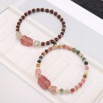 Buddha Stones Natural Tourmaline Garnet Strawberry Quartz PiXiu Moonstone Protection Bracelet Bracelet BS 1