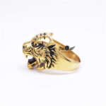 Buddha Stones Men's Animal Tiger Head Titanium Steel Balance Calm Punk Rock Biker Ring Ring BS 24