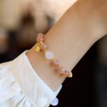 Buddha Stones Sun Stone Golden Silk Jade Lily of the Valley Charm Positive Bracelet Bangle Bracelet Bangle BS 4