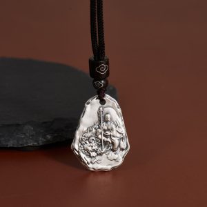 Buddha Stones 999 Sterling Silver Ksitigarbha Buddha Zakiram Goddess Necklaces Pendants Necklaces & Pendants BS Ksitigarbha Buddha