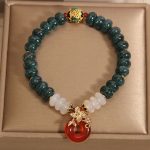 Buddha Stones Jade White Agate Red Agate Peace Buckle Abacus Beads Luck Bracelet Bracelet BS 4
