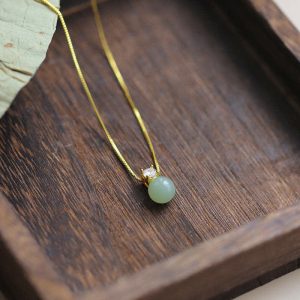 Buddha Stones Lucky Bead Jade Prosperity Chain Necklace Pendant Necklaces & Pendants BS Jade (Prosperity ♥ Abundance)