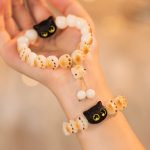Buddha Stones Natural Bodhi Seed Red Sandalwood Lovely Paw Lucky Cat Peace Bracelet Bracelet BS 1