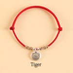 Buddha Stones Handmade 999 Sterling Silver Year of the Dragon Cute Chinese Zodiac Luck Braided Bracelet Bracelet BS Red Rope Tiger(Wrist Circumference 14-17cm)