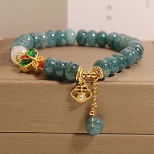 Buddha Stones Jade White Agate Butterfly Abacus Beads Abundance Bracelet Bracelet BS Jade White Agate Butterfly(Wrist Circumference: 14-17cm)