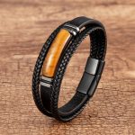 Buddha Stones Natural Stone Green Agate Power Multilayered Braided Leather Bracelet (Extra 30% Off | USE CODE: FS30) Bracelet BS Tiger Eye 23cm