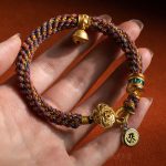 Buddha Stones 925 Sterling Silver Chinese Zodiac Natal Buddha Om Mani Padme Hum Luck Bell Braided String Bracelet Bracelet BS 11