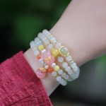 Buddha Stones Natural Hetian Jade Pink Crystal Peace Buckle Happiness Abundance Bracelet Bracelet BS 2