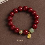 Buddha Stones Cinnabar Green Aventurine Fortune Protection Charm Bracelet Bracelet BS Purple Sand 12mm