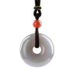 Buddha Stones Natural Round Jade Gray Jade Peace Buckle Luck Necklace Pendant Necklaces & Pendants BS Gray Jade