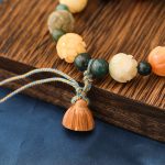 Buddha Stones Bodhi Seed Lotus Bead Engraved Moss Agate Peace Calm Bracelet Bracelet BS 3
