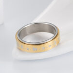 Buddha Stones Mantra Titanium Steel Balance Rotatable Ring Ring BS 3