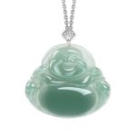Buddha Stones Laughing Buddha Natural Jade Prosperity Abundance Necklace Pendant Necklaces & Pendants BS Silver