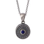 Buddha Stones 925 Sterling Silver Om Mani Padme Hum Lazurite Love Peace Necklace Pendant Necklaces & Pendants BS 7