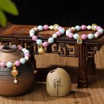 Buddha Stones Tibetan Zakiram Goddess of Wealth Rabbit Lion Head Charm Liuli Glass Incense Ash Porcelain Bead Protection Bracelet Bracelet BS 10