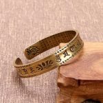 Buddha Stones 2Pcs Om Mani Padme Hum Dragon Phoenix Copper Leather Peace Cuff Bracelet Bangle Bracelet Bangle BS 8
