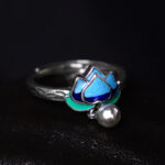 Buddha Stones Lotus Flower Pattern Enlightenment Ring Ring BS 3