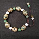 Buddha Stones Tibetan Three-eyed Dzi Bead Luck Protection Braided Bracelet Bracelet BS Three-eyed Dzi Bead(Wrist Circumference 14-17cm)