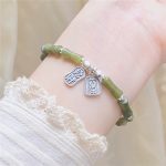 Buddha Stones 925 Sterling Silver Bamboo Jade Lucky Cat Fu Character Luck Abundance Bracelet Bracelet BS 5
