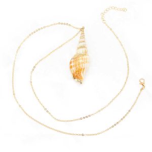 Buddha Stones Natural Shankha Conch Shell Seashell Lucky Necklace Pendant Necklaces & Pendants BS Gold