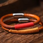 Buddha Stones Tibetan Leather Handmade Five Elements Luck Braid String Buckle Bracelet Bracelet BS 14