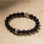 Buddha Stones Chinese Zodiac Natal Buddha 925 Sterling Silver Black Obsidian Moonstone Strength Bracelet Bracelet BS 8