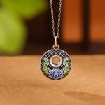 Buddha Stones 999 Sterling Silver Koi Fish Fu Character Lotus Peace Buckle Wealth Necklace Pendant Necklaces & Pendants BS Lotus