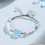 Buddha Stones Natural Aquamarine PiXiu Hetian White Jade Healing Bracelet