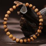 Buddha Stones 925 Sterling Silver Natural Golden Sea Willow Zakiram Goddess of Wealth Lucky fortune Fu Character Success Bracelet 5