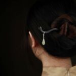 Buddha Stones 925 Sterling Silver Natural Hetian Jade Ebony Wood Luck Charm Hairpin Hairpin BS 3
