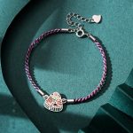 Buddha Stones 925 Sterling Silver Zongzi Pattern Luck Multicolored Handcrafted Bracelet Bracelet BS Purple Colorful Rope for Wrist Circumference 14+3.5cm