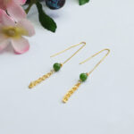 Buddha Stones 925 Sterling Silver Natural Hetian Cyan Jade Bead Luck Phoenix Tail Drop Earrings Earrings BS 10