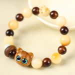 Buddha Stones Natural Bodhi Seed Sandalwood Lucky Cute Cat Head Paw Claw Peace Bracelet Bracelet BS 2