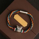 Buddha Stones Handmade 999 Sterling Silver Year of the Dragon Chinese Zodiac Protection Colorful Reincarnation Knot Rope Bracelet Bracelet BS 3