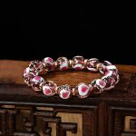 Buddha Stones Gold Swallowing Beast Family Pink Love Heart Luminous Fluorescent Liuli Glass Bead Bracelet Bracelet BS Purple Simple Version