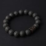 Buddha Stones Lava Rock Ebony Wood Tiger Eye Support Healing Bracelet Bracelet BS 1