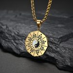 Buddha Stones Bagua Yin Yang Titanium Steel Balance Necklace Pendant Necklaces & Pendants BS Gold