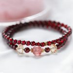 Buddha Stones 14K Gold Plated Natural Garnet Strawberry Quartz Stability Double Wrap Bracelet Bracelet BS 3