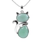 Buddha Stones Cat Pattern Natural Crystal Protection Necklace Pendant Necklaces & Pendants BS Green Aventurine
