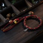 Buddha Stones Tibetan Handmade Colorful Thread 925 Sterling Silver Koi Fish Protection Strength String Bracelet Bracelet BS 6