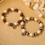 Buddha Stones Tibetan Zakiram Goddess of Wealth Charm Liuli Glass Incense Ash Porcelain Bead Protection Bracelet Bracelet BS 17