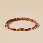 Buddha Stones Handcrafted Koi Fish Wealth Prosperity Braided Rope Bracelet Bracelet BS Red Colorful(Wrist Circumference 14-15.5cm) Golden Bead